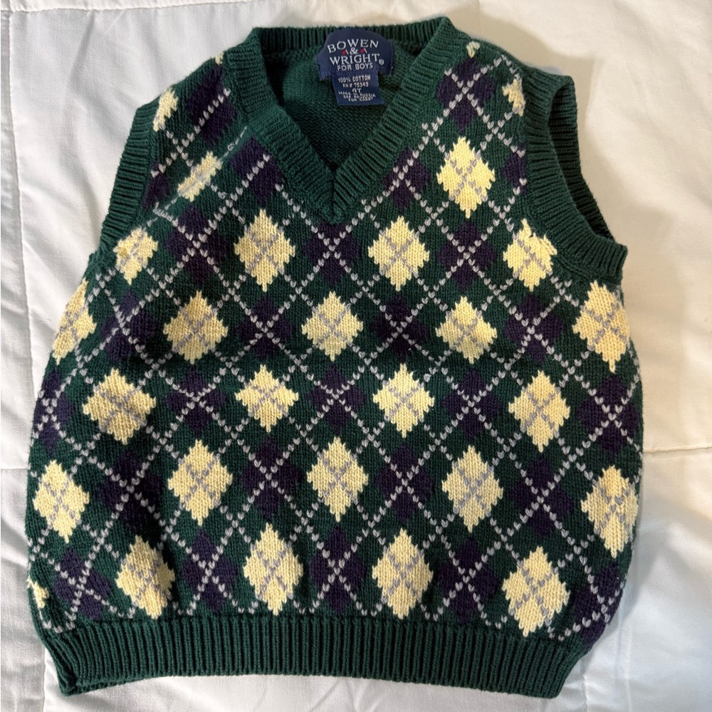 Bowen & Wright Boys Cotton Argyle Cotton Sweater Vest